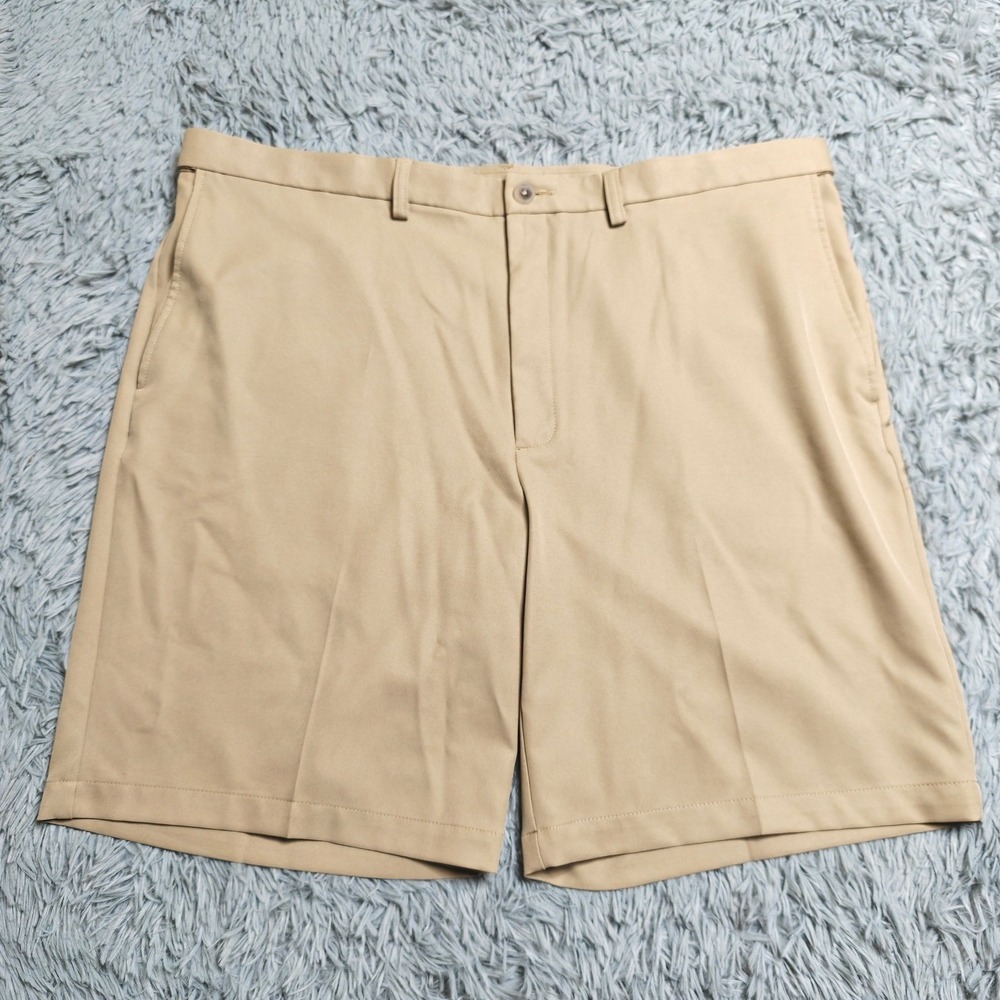 Haggar Golf Shorts Mens Size 42 Tan Cool 18 Pro Polyester Solid Performance Flat